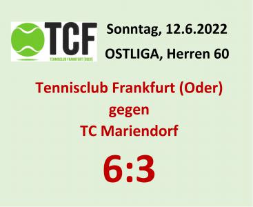 Historischer erster Sieg der TCF-Herren 60 in der Ostliga