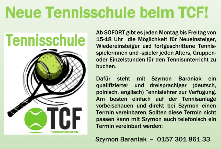 Die TCF-Tennisschule ist ein Erfolg! 